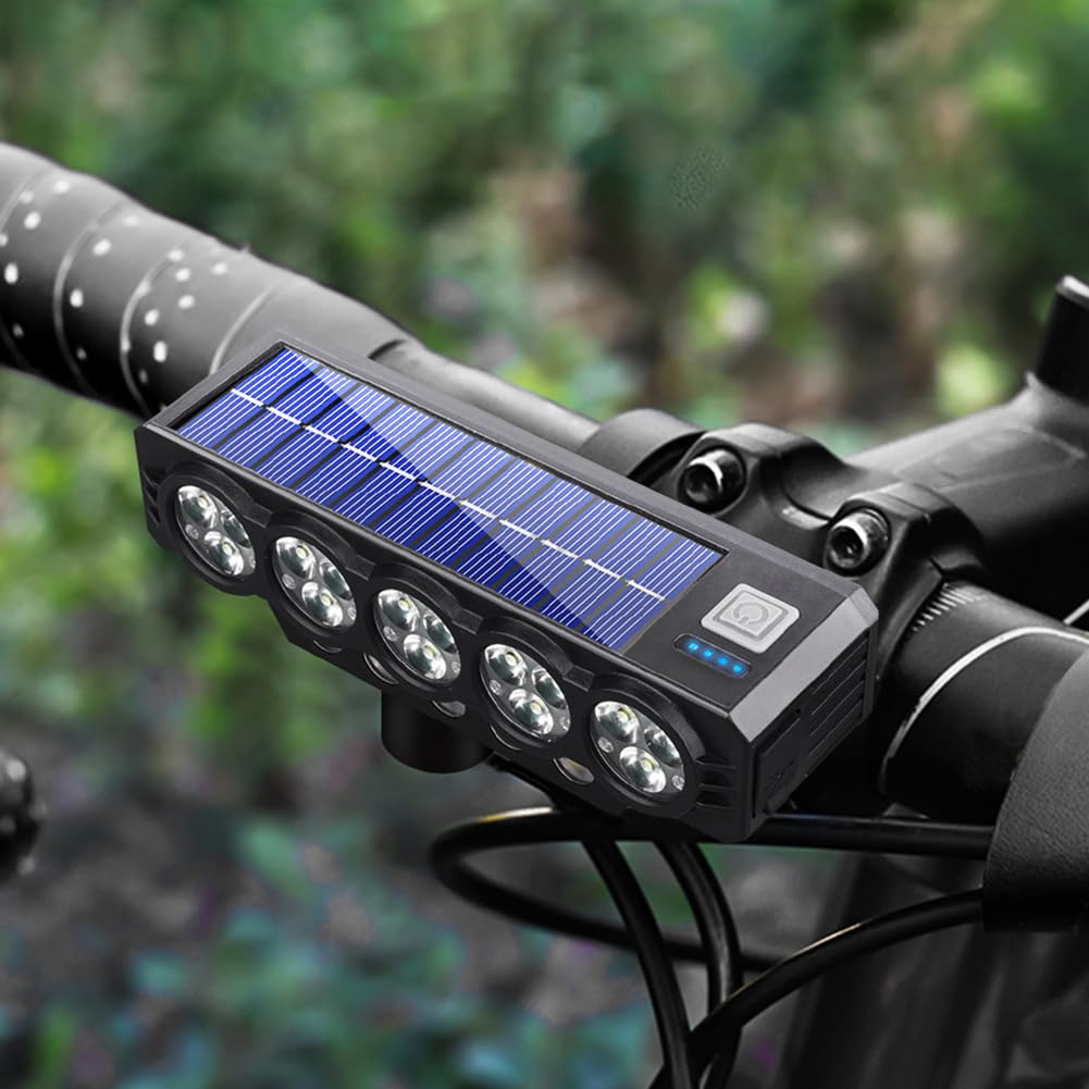 Illuminazione Bici Anteriore 20 LED Solare USB Ricaricabile Impermeabile Alta Luminosità Per Ciclisti Notturni