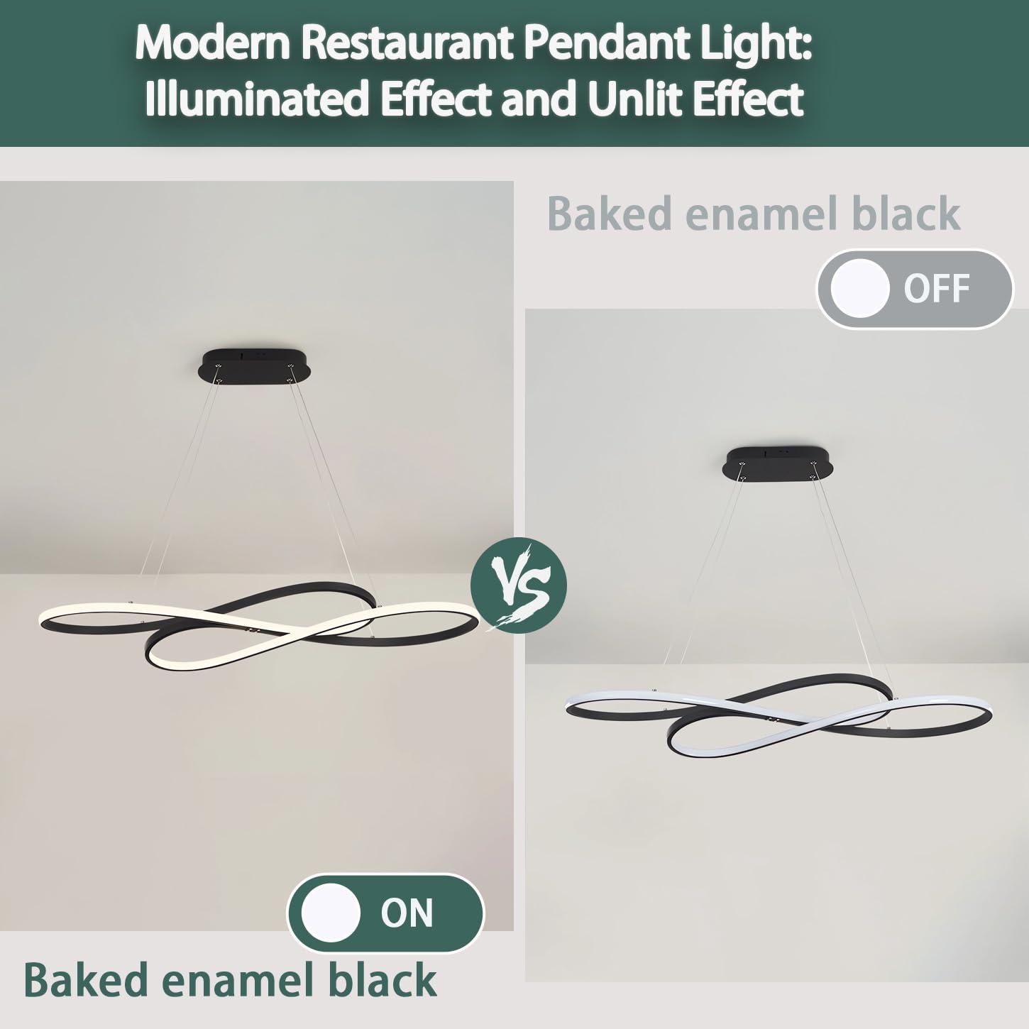 Nowoczesne oświetlenie wiszące Ściemnialna lampa wisząca LED na wyspę kuchenną z pilotem zdalnego sterowania Liniowe oświetlenie wiszące stołu jadalnego z regulacją wysokości (czarna emalia wypalana)