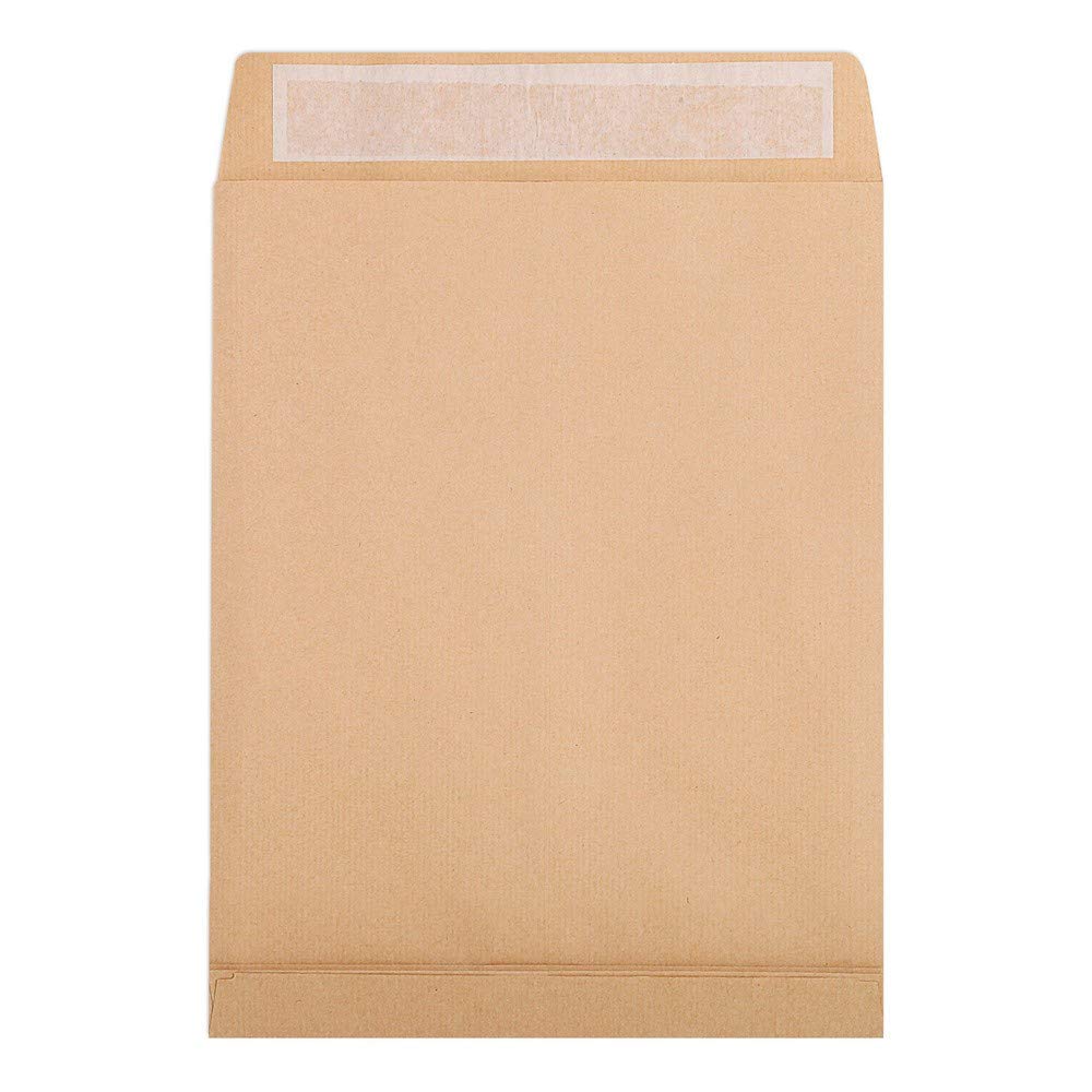 Clairefontaine 274540C - Karton mit 250 Versandtaschen Kraftbraun 260x330 mm, mit Rillen, dehnbar mit Falten 30 mm, selbstklebend, 120g, 1 Karton