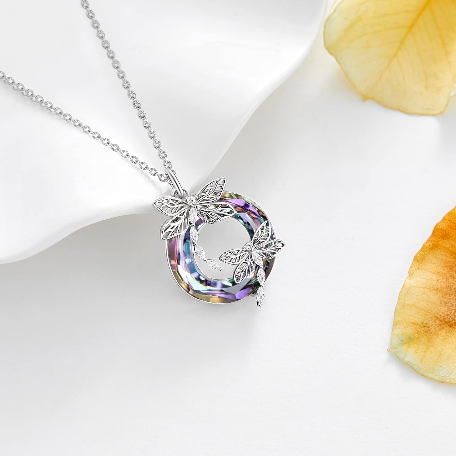 AENEAS Dragonfly Necklace for Women Sterling Silver Dragonfly Pendant Necklace Crystal Jewelry Dragonfly Gifts for Women Mom Wife - Image 2