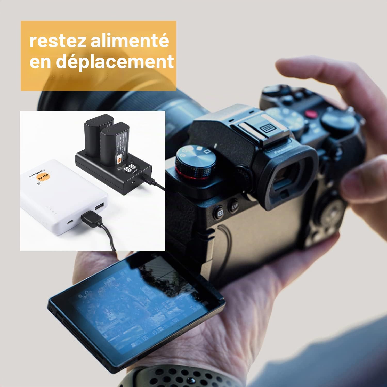 DSTE Lot de 2 batteries de rechange DMW-BLK22 + double chargeur USB avec écran LCD compatible avec Panasonic DC-S5 DC-S5KK Lumix DC S5 S5K G9 GH5 GH5 II GH5 II GH5S Lumix DC-G9 II Camera, Sigma BP-61