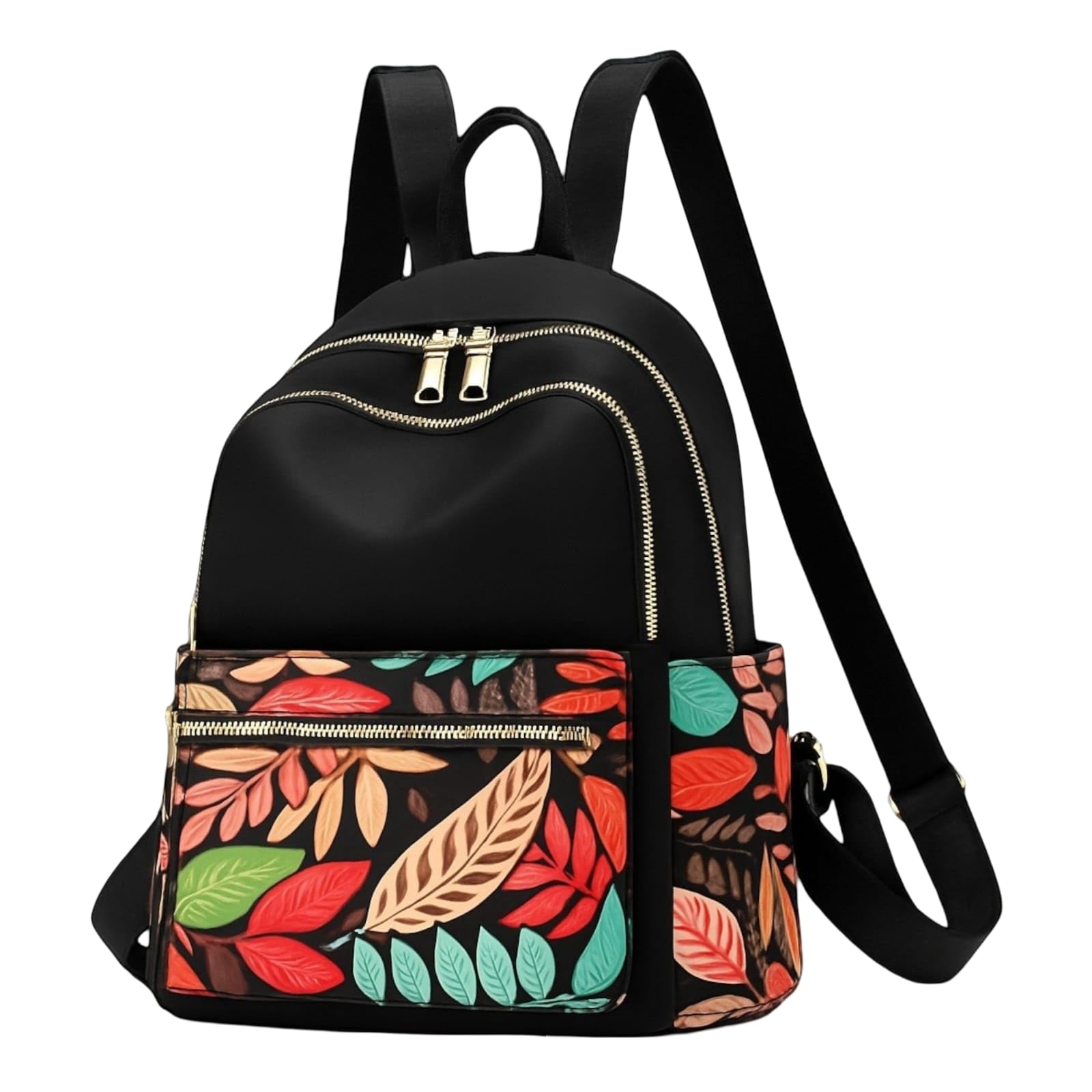Women's & Girls' Stylish Leaf Print Backpack – Lightweight Waterproof School, Office & Travel Bag – Multi-Pocket Nylon Backpack for Kids, Teens, and Corporate Gifting-image-18