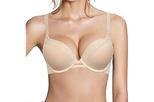 Women's Padded Plunge Bras with Lace