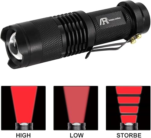 Miniatura 5 de paquete de 3 mini linternas led tácticas de mano de 3 modos, de 7 W y de 350 lm, con foco ajustable y con zoom.