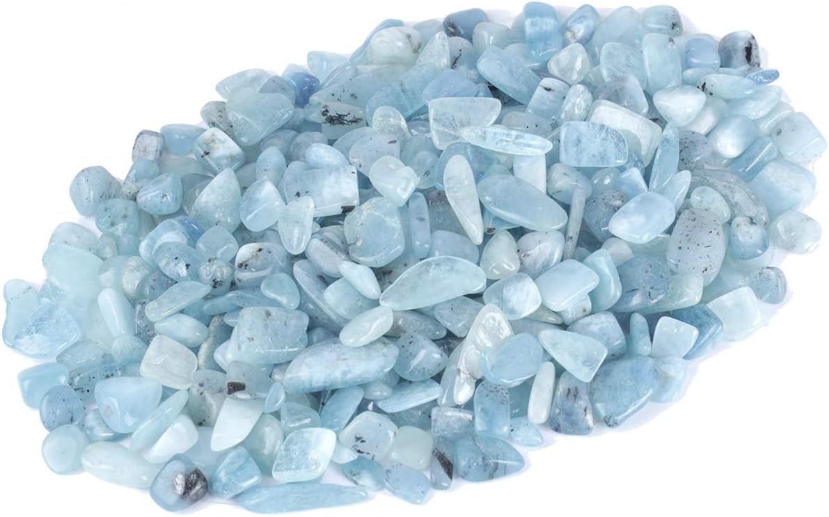 ZenQ 1 lb Aquamarine Tumbled Stone Chips Crushed Natural Crystal Quartz Pieces