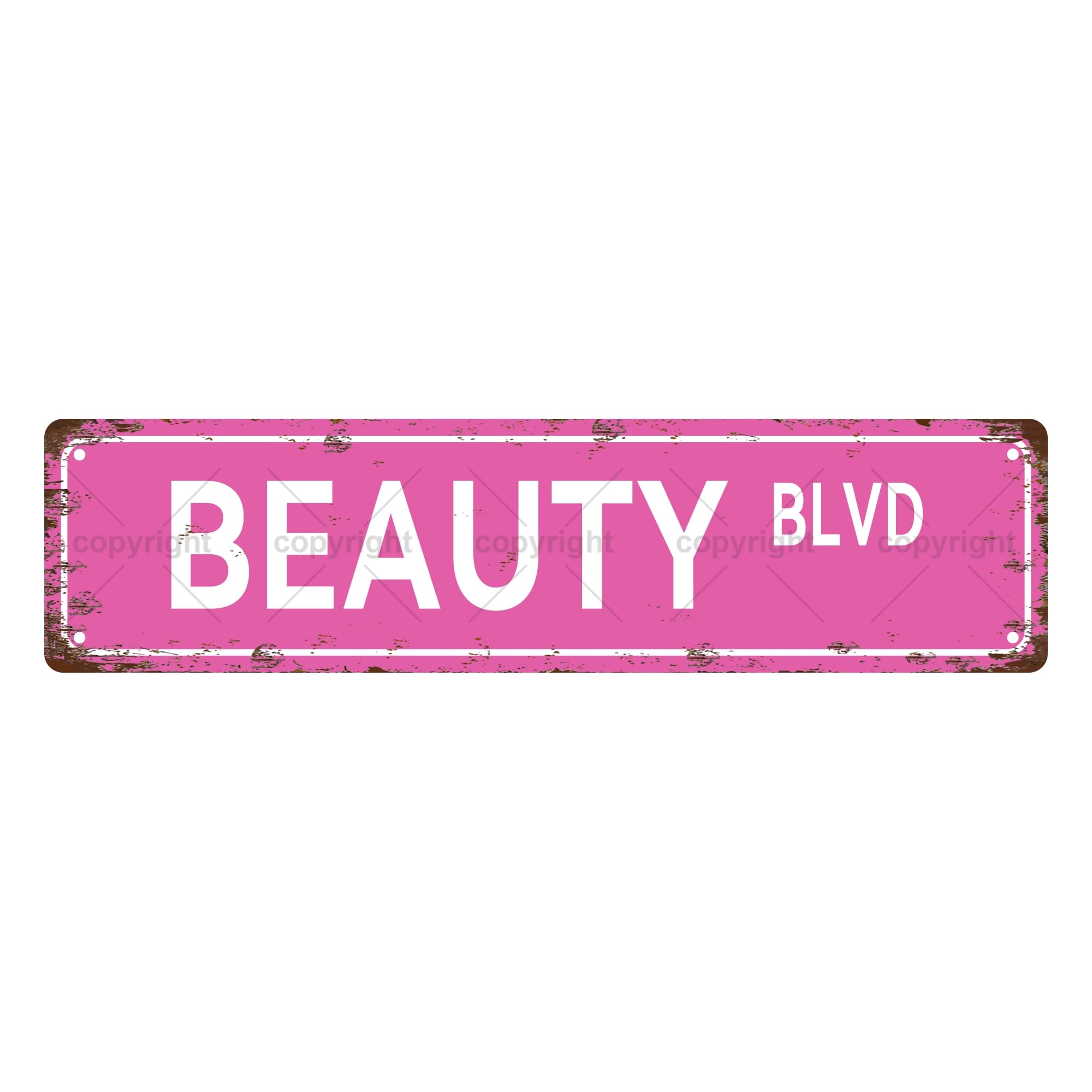Beauty Blvd Girls Women Vintage Aluminum Sign Street Sign Bar Cafe Garage Cave Home Room Wall Bathroom Farmhouse Garden Porch Patio Decor, 4X16 Inch