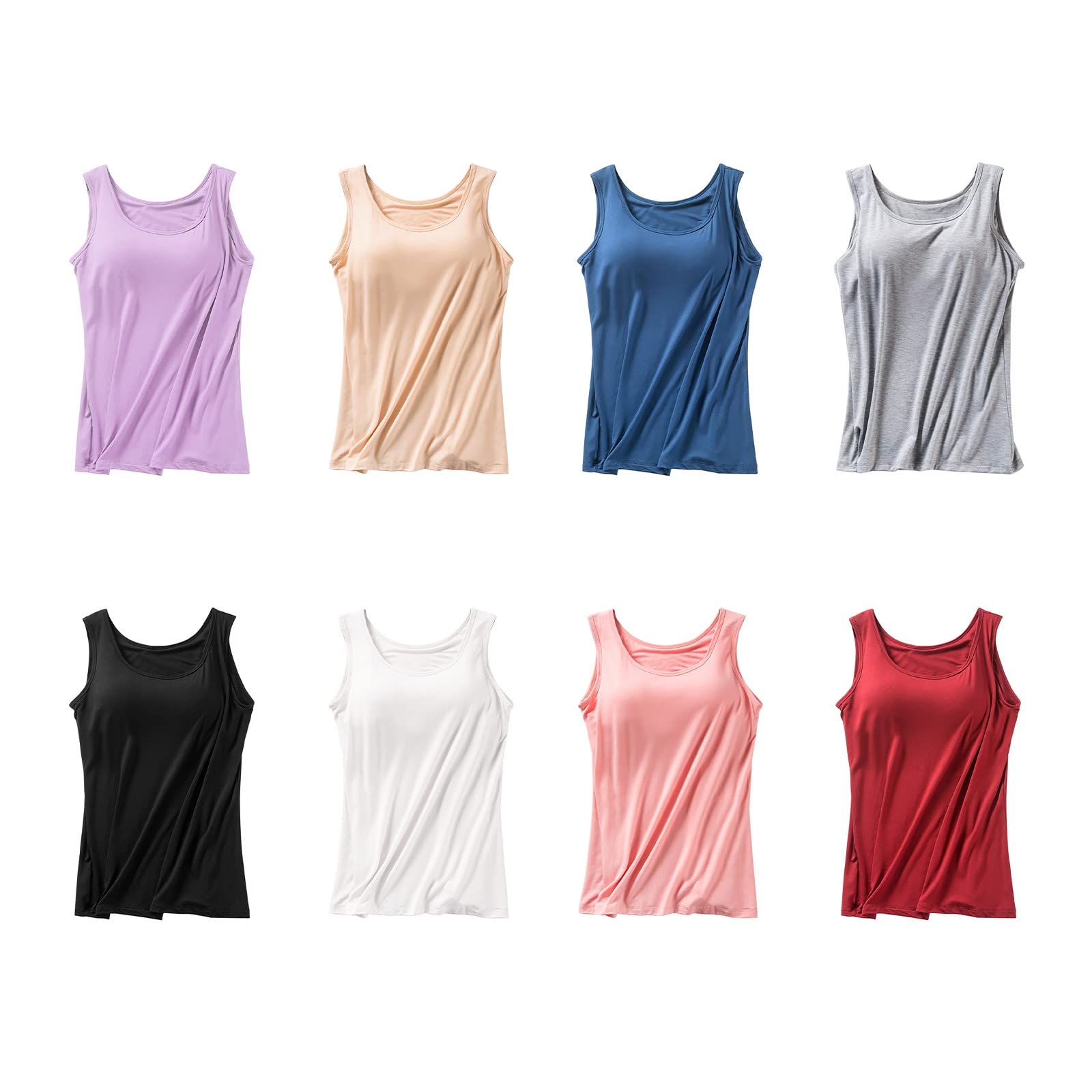 IQYU Top da donna nero con scollo a V con reggiseno integrato, in cotone, con spalline larghe, canotta estiva, canotta da yoga, top a spaghetti