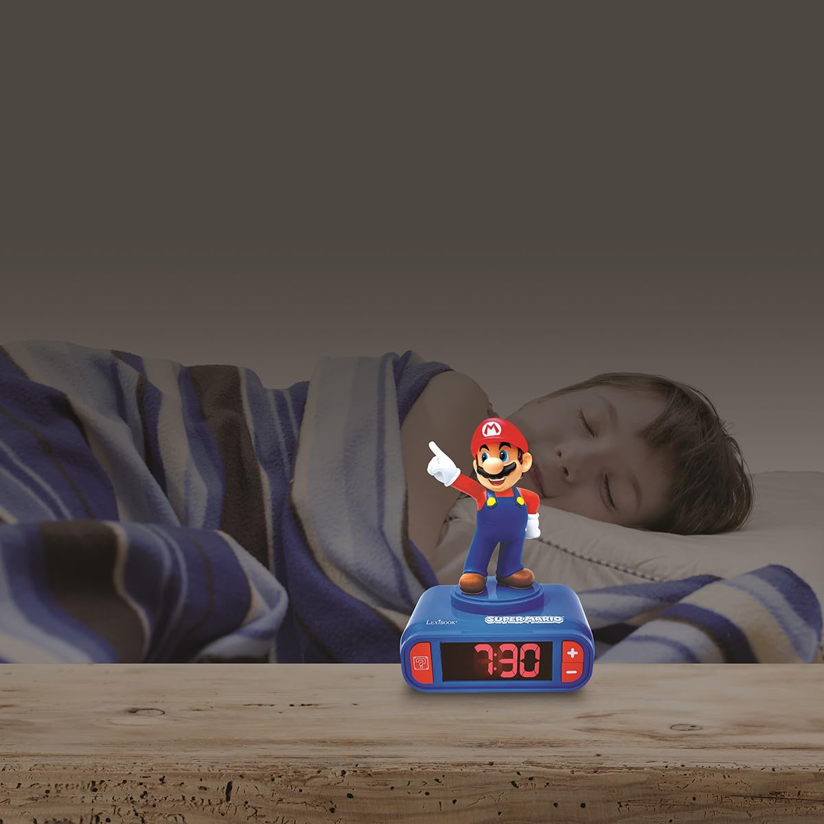 Lexibook - Reloj Despertador Digital Nintendo Super Mario - Función de repetición - Efectos de Sonido de Super Mario - Niños Niños Azul/Rojo - RL800NI