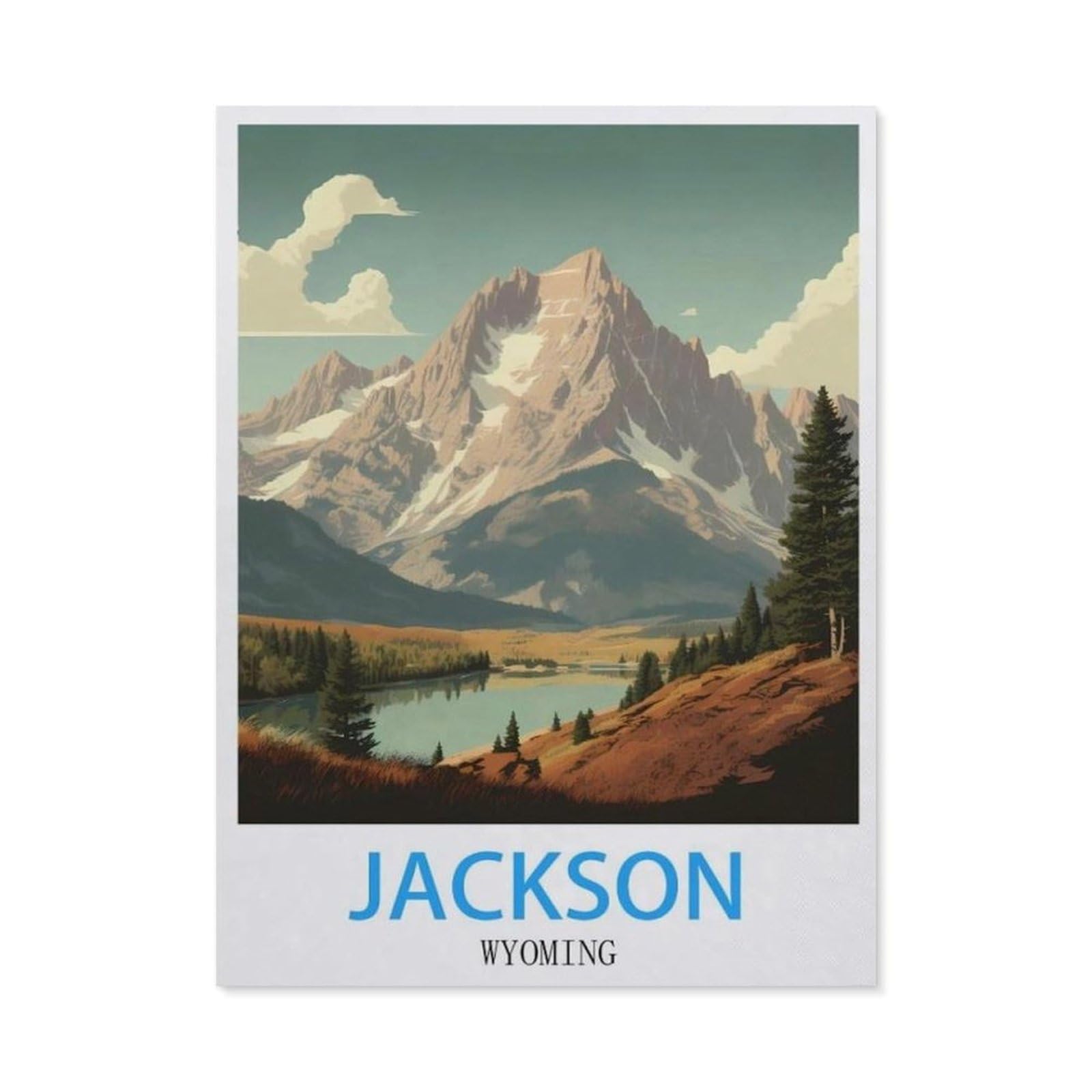 BEAYODKP Jackson Wyoming Vintage Travel Poster，5D DIY Diamond Painting Full Round Drill Diamond Embroidery Cross Stitch Rhinestone Mosaic Paintings Art（30 x 40 cm/11.81 x 15.74 inches）-BW2