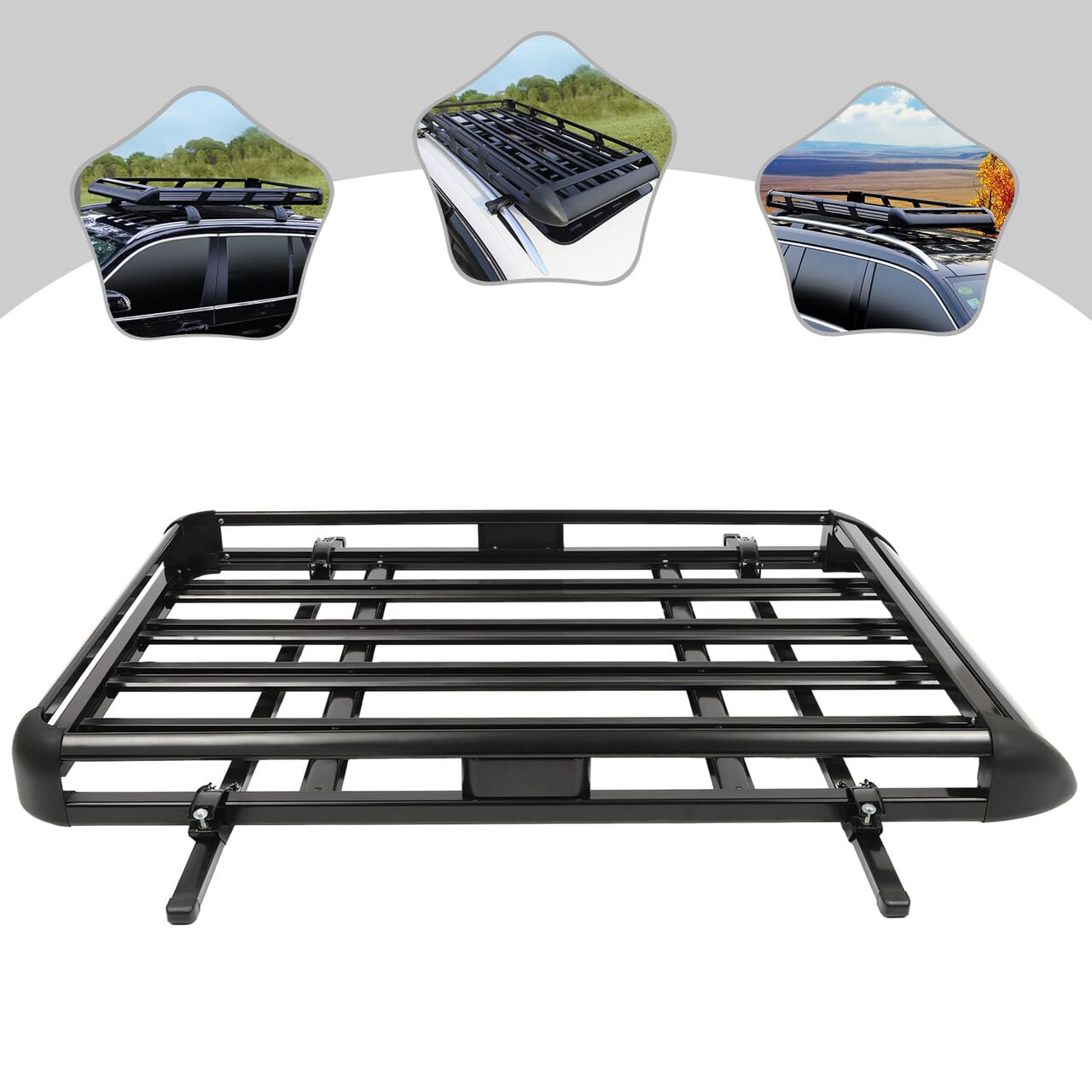 Barras de techo universales negras para coche, cesta de carga y portabicicletas, soporte de aluminio