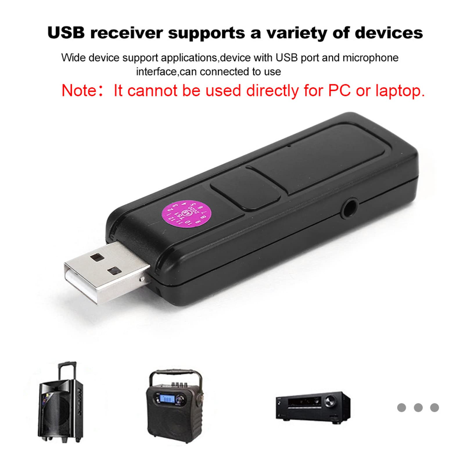Wireless Microphone, Universal 2 in 1 VHF Portable Karaoke Microphone, USB Receiver - Image 4