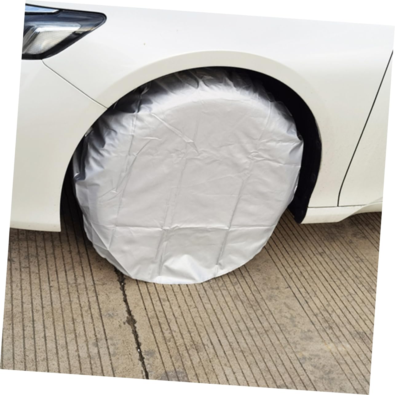 ABOOFAN 4 Fundas Protectoras contra Sol y Lluvia de RV y Camiones para Neumáticos Tela Oxford, Plata para 4 Piezas