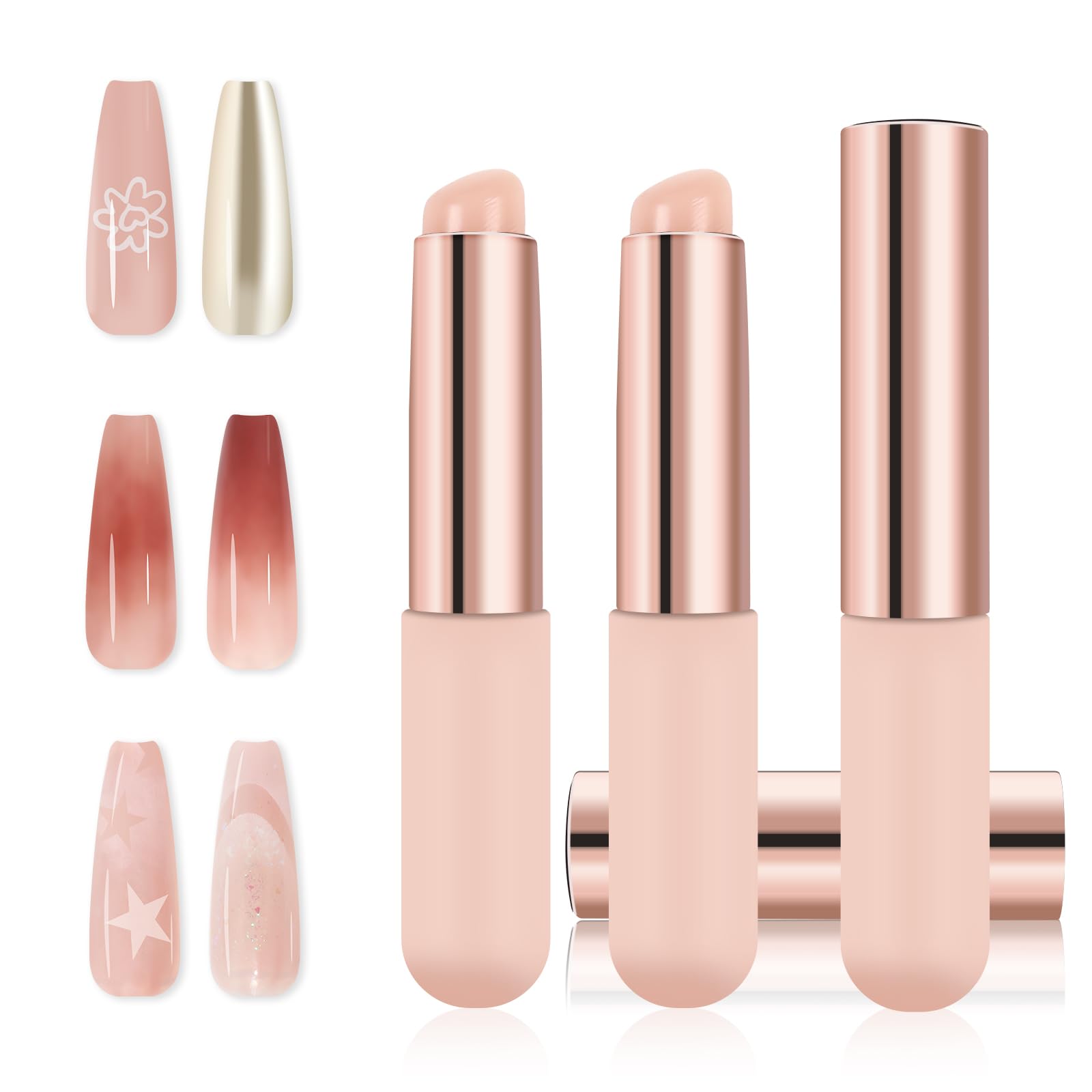 BQAN Silicone Nail Tools 3Pcs for Ombre, Chrome, French & Nail Stamping