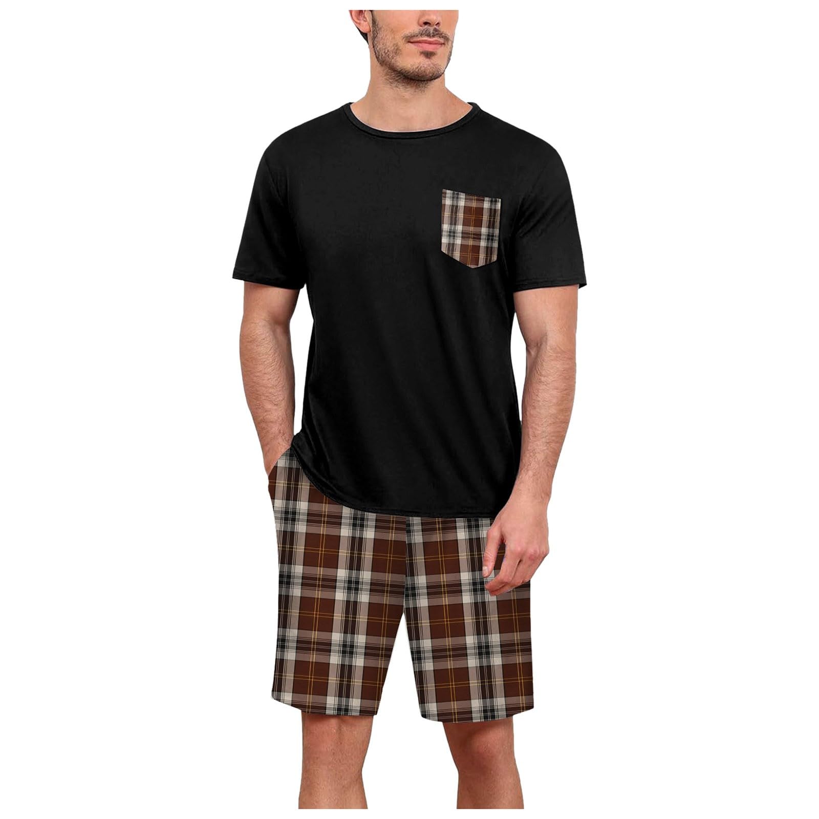 Pyjama Court Homme Rayé Short De Pyjama Homme En Coton à Rayures - Bas De Pyjama Court, Confortable Et Respirant Pour L'été Ou La Nuit