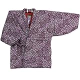 高級綿入れはんてん 東雲四つ紐前合わせ半天 しののめ内合わ 絞り柄 (赤紫系)