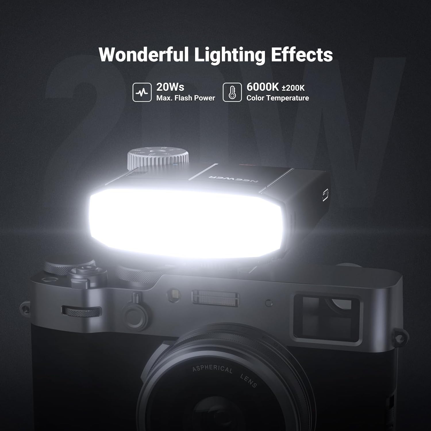 NEEWER Mini Flash para Cámara, 20Ws GN15 1200mAh/Potencia Máxima, Z150