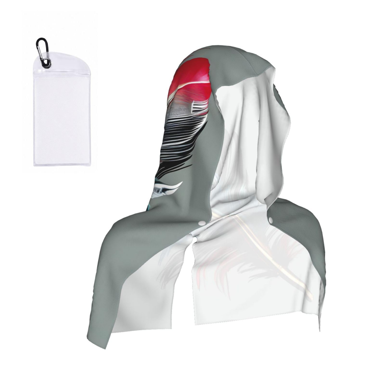 DUWAA Dancing Feather Print Reusable Hoodie Cooling Neck Wrap, Hot Weather Outdoor Sports Workout Head Towel For Stay Chill
