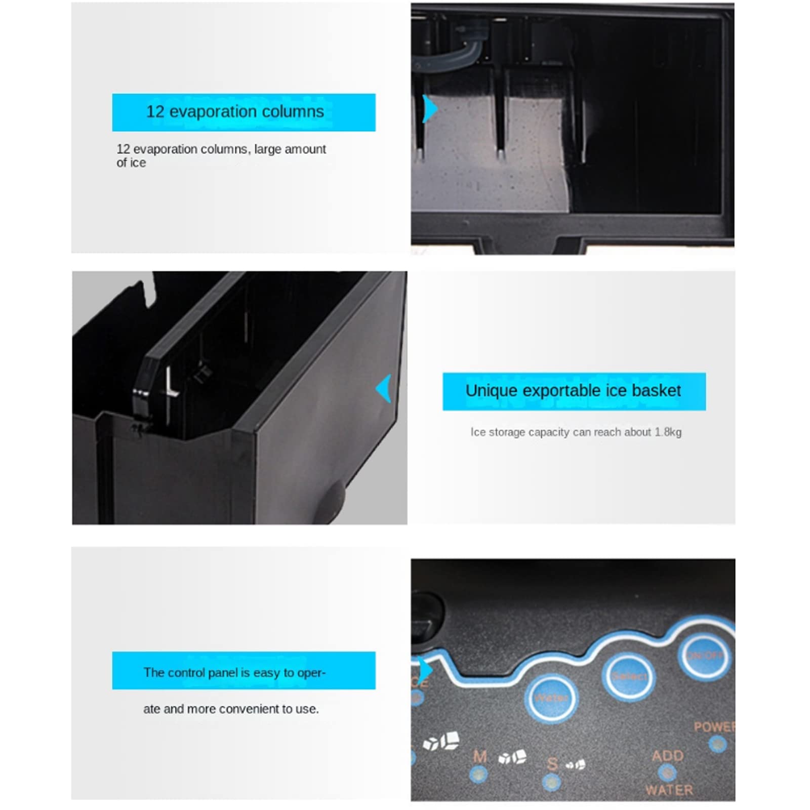 Máquina para Hacer Hielo Comercial Maquina de Hielo Domestica 25KG en 24 H MáQuina de Hacer Hielo Grande 3 Tamaños de Cubitos para el Hogar, Fiesta, Barra, Casa