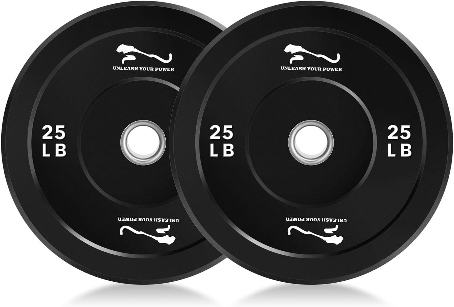 Rubber Bumper Plates Set Rubber Weight Plate with Steel Insert Noise-Reducing Design 2x25LB Anti-Slip Bumper Plates for Home