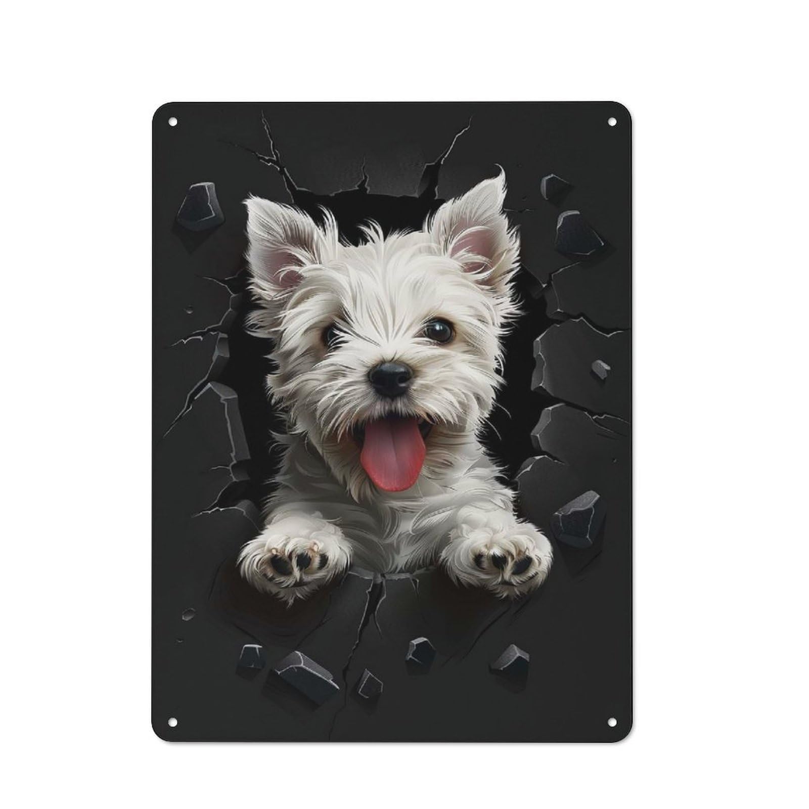 Junmoney Style-5 Tin Wall Plaque 40X30cm With West Highland Terrier Dog For Guest Room Or Hallway, A Decorative Christmas Gift For Home Decor Collectors