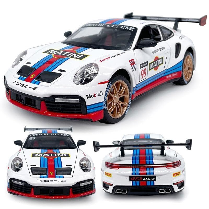 Image of EUPHORIA Toys Porsche 911 GT3 RS RSR Turbo S 1:32 Scale Model Car Exclusive Alloy Metal car Pull Back Die-cast Metal Toy car with Openable Doors Light Music Best Gifts Toys Kids