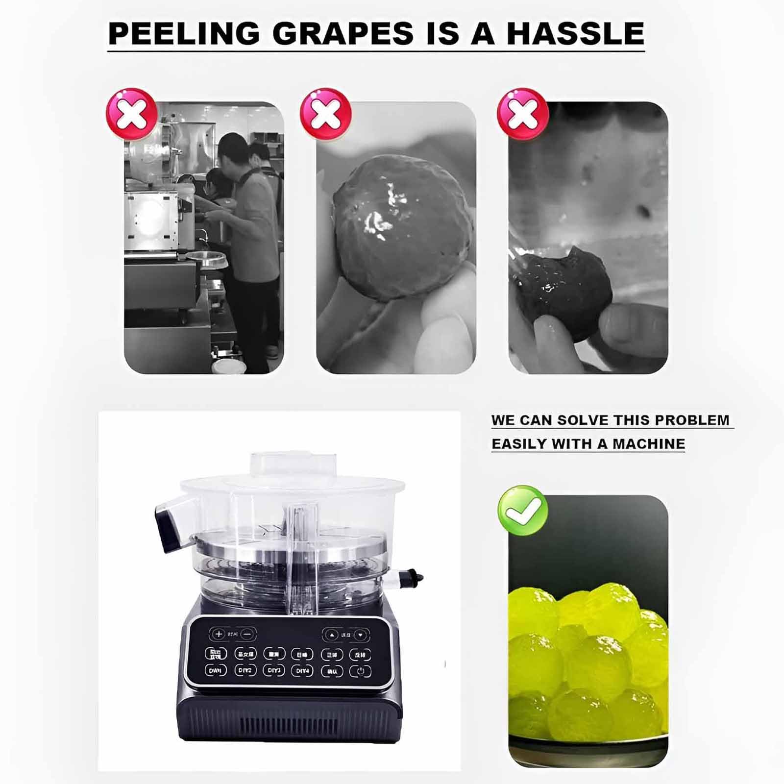 Pelapatate automatico per frutta, capacità 300 g con velocità regolabile, ideale per uva, pomodorini e altro ancora, utensile da cucina completamente automatico