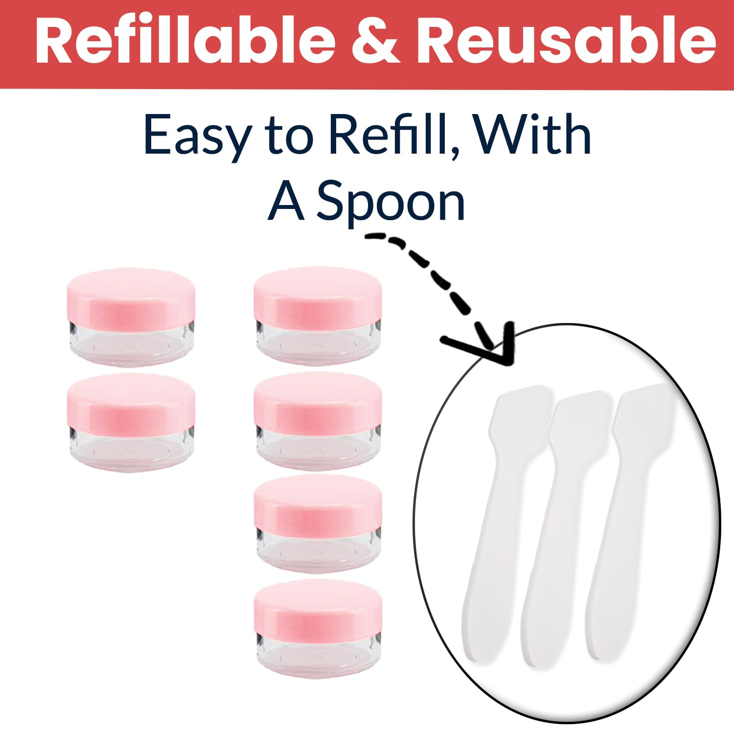 TEMPERIA (Pack of 6) Refillable Small Containers for Makeup, Cream & Lip Balm - Portable Mini Size Empty Storage Boxes with Spatula for Travel - Plastic Small Box Container for Cosmetic - Multicolour - Image 5 thumbnail