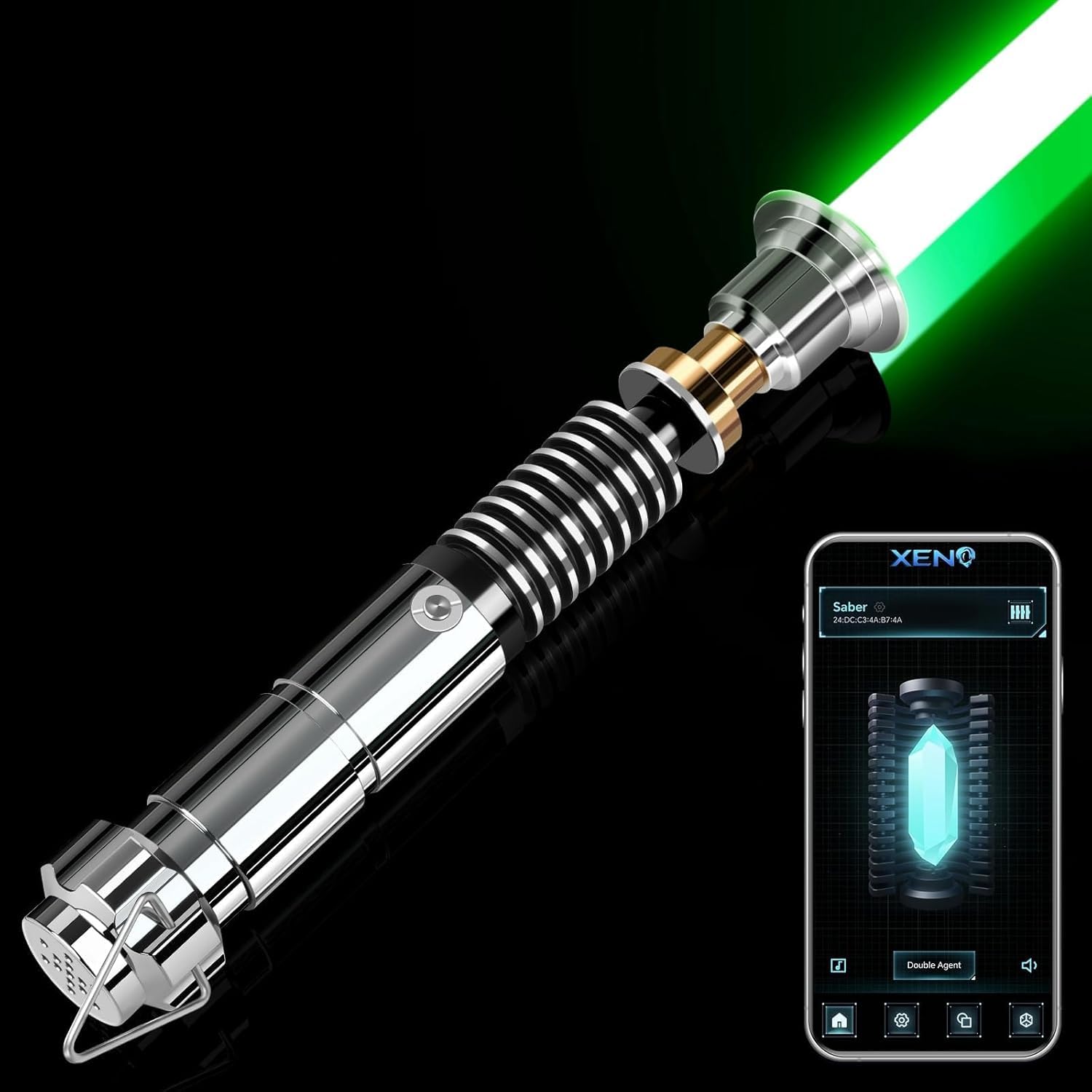 Lichtschwert App Kontrolle LK Lightsaber, Smooth Swing RGB 16 Farben Duell Lichtschwerter für Erwachsene 16 Soundeffekte Motion Control Metallgriff Licht Schwerer für Cosplay und Geschenk