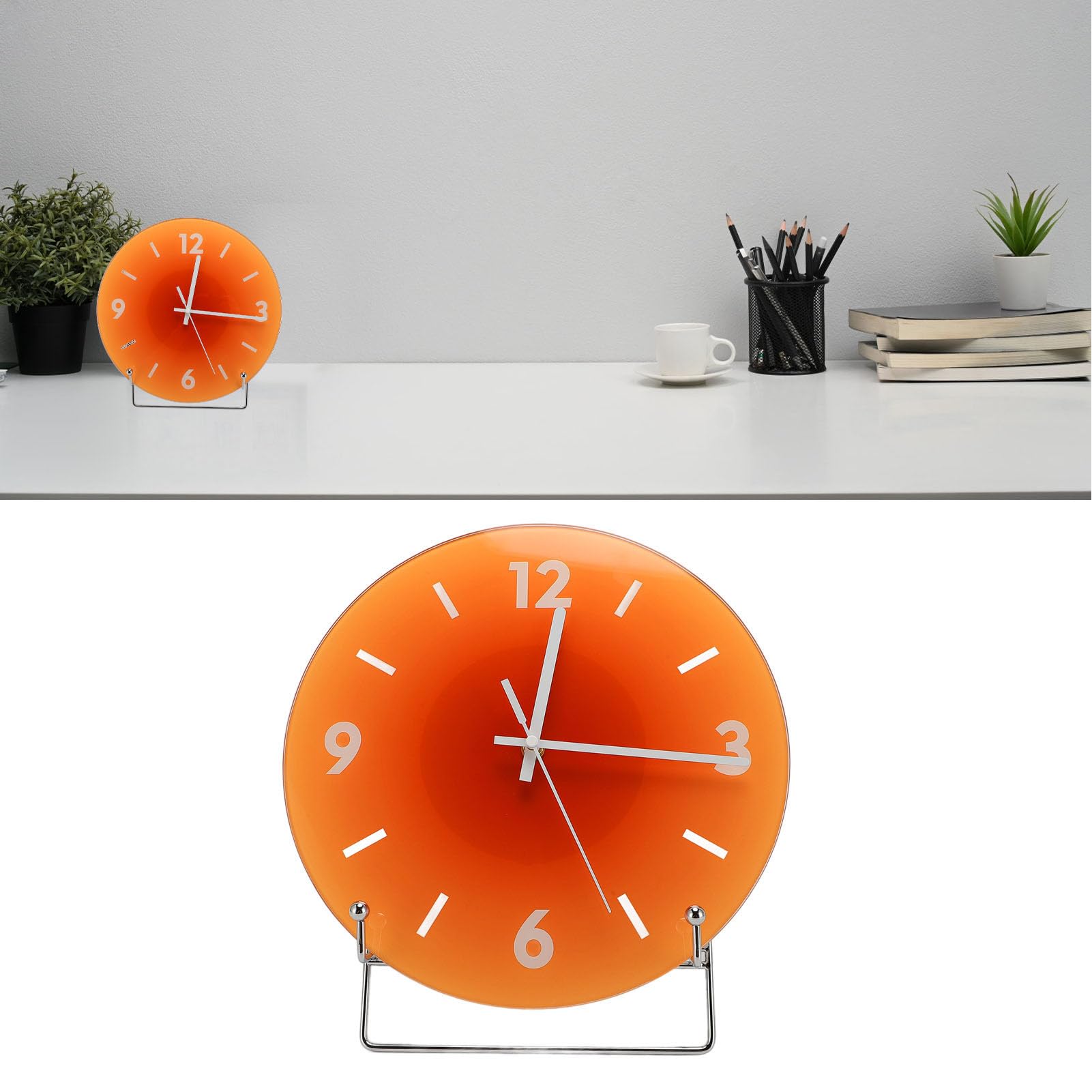 Cocoarm Orologio da Parete Rotondo Silenzioso da 12 Pollici, Senza (ORANGE)