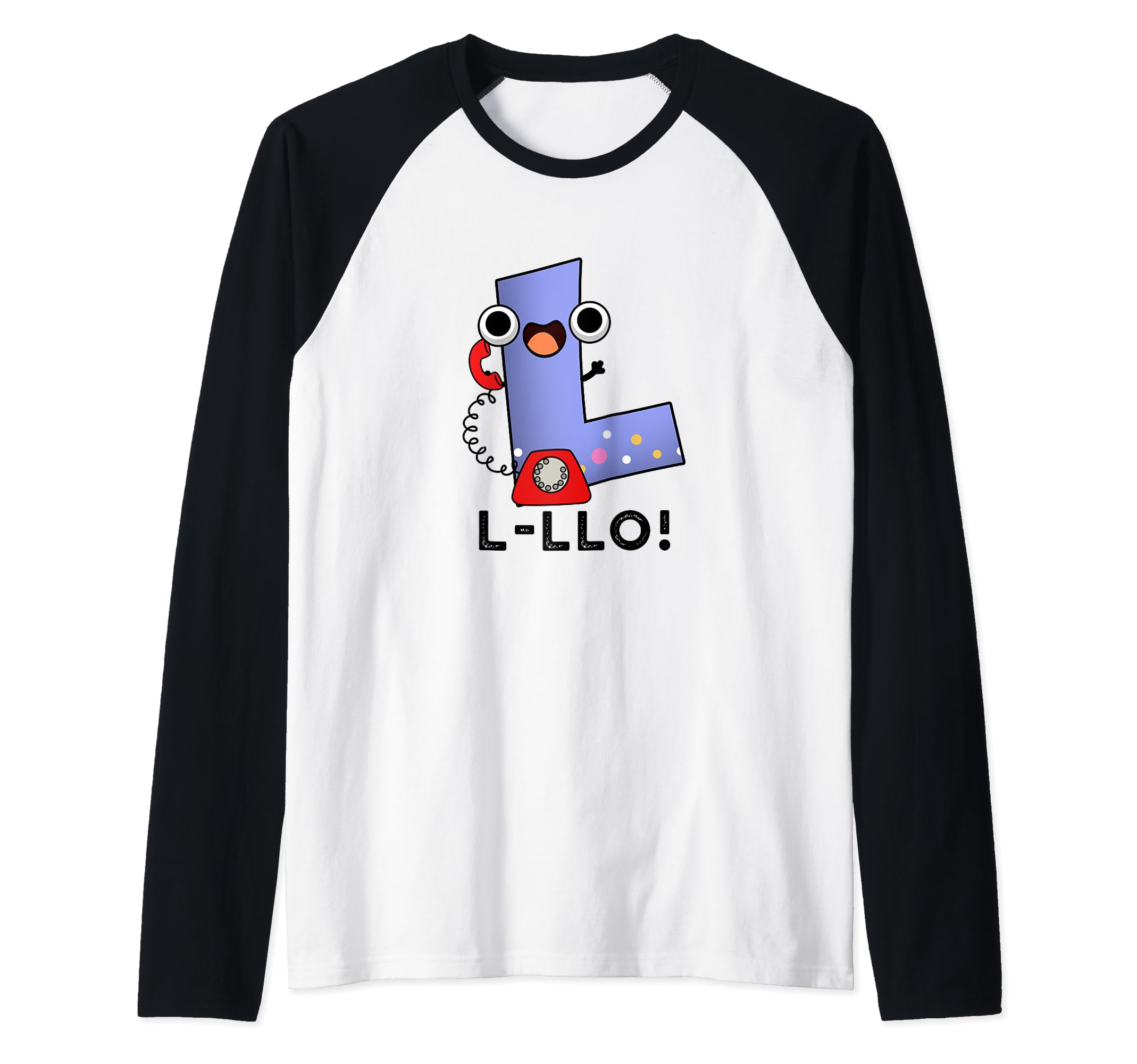 L-llo Funny Letter L Pun Raglan Baseball Tee