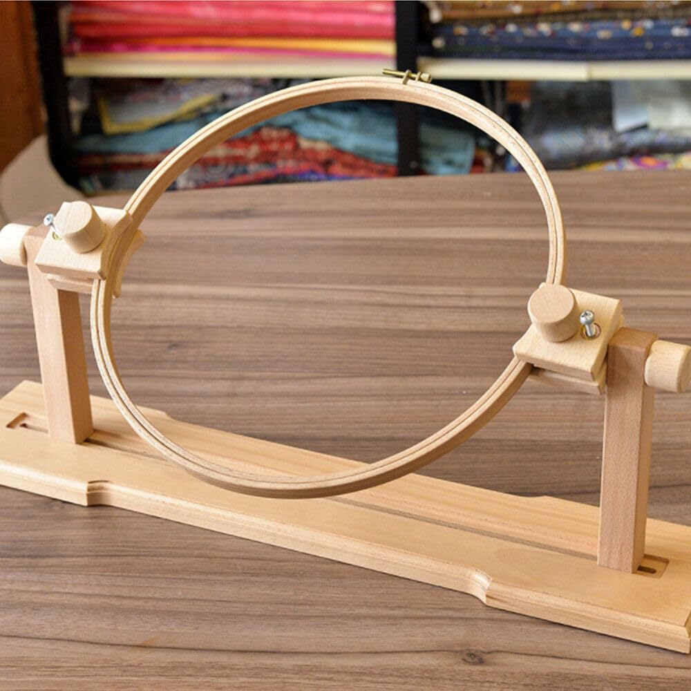 Soporte de bordado giratorio para mesa de punto de cruz, marco de madera ajustable, para diferentes especificaciones de bordado elástico, de 0 cm a 38,5 cm