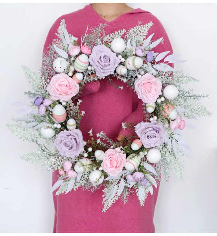 Flores de Rosas de Seda Artificiales, Corona de Pascua, Festival de Huevos de Pascua, decoración de la Pared de la Puerta del hogar, decoración de jardín DIY, Decoraciones de Boda