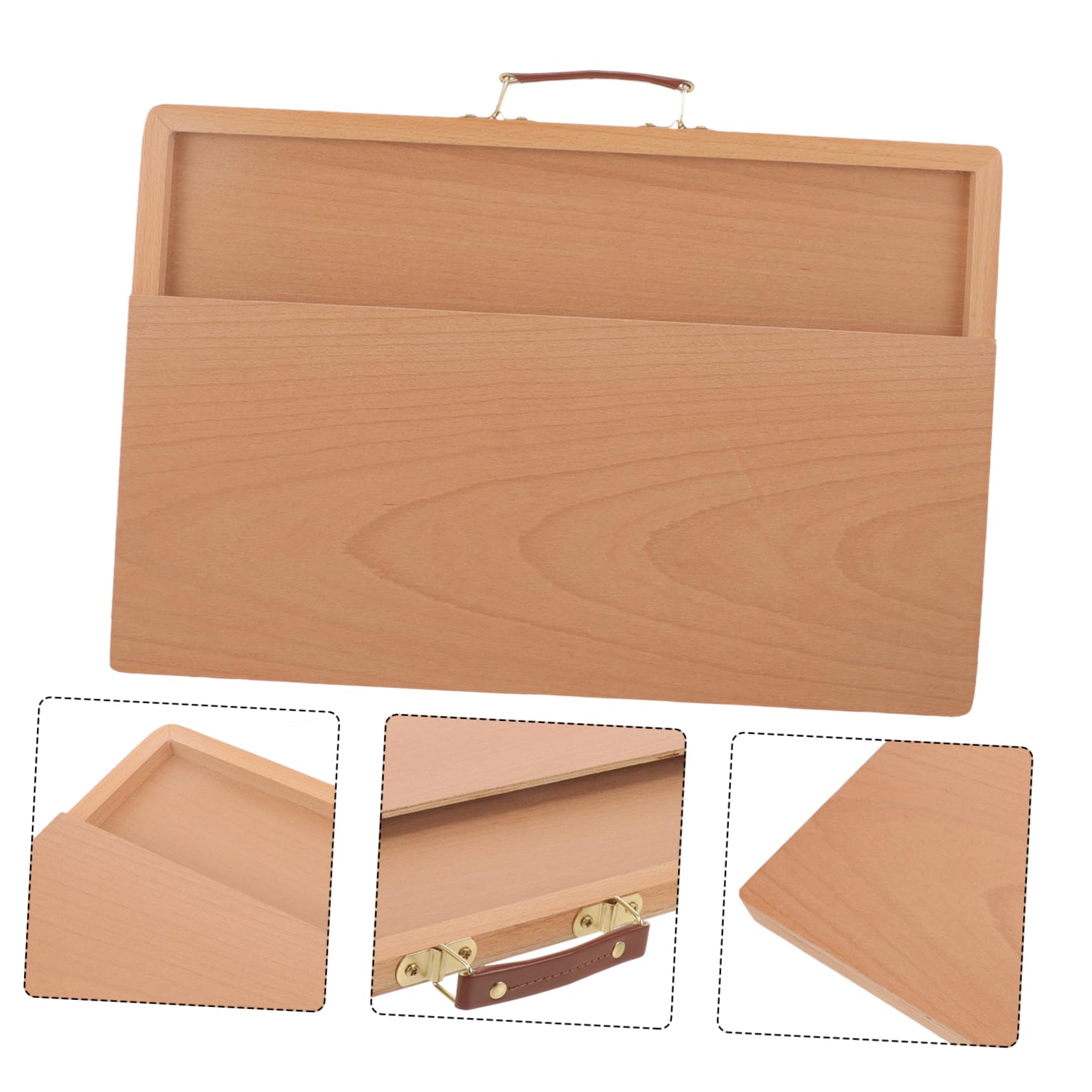 Tavola da Disegno Portatile Marrone in Legno e Cuoio con Ampia Superficie Liscia per Pittura Outdoor e Schizzi Artistici