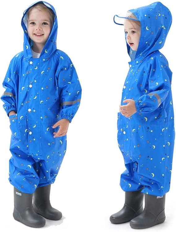 Amazon サンイ キッズ レインコート レインウェア 子供用 女の子 男の子 レインロンパース 反射材 完全防水 防風 可愛い 花柄 雨合羽 梅雨対策 通園 通学 自転車 お出かけ アウトドア 男女兼用 ボーイズ ガールズ 収納袋付き レインウェア 通販