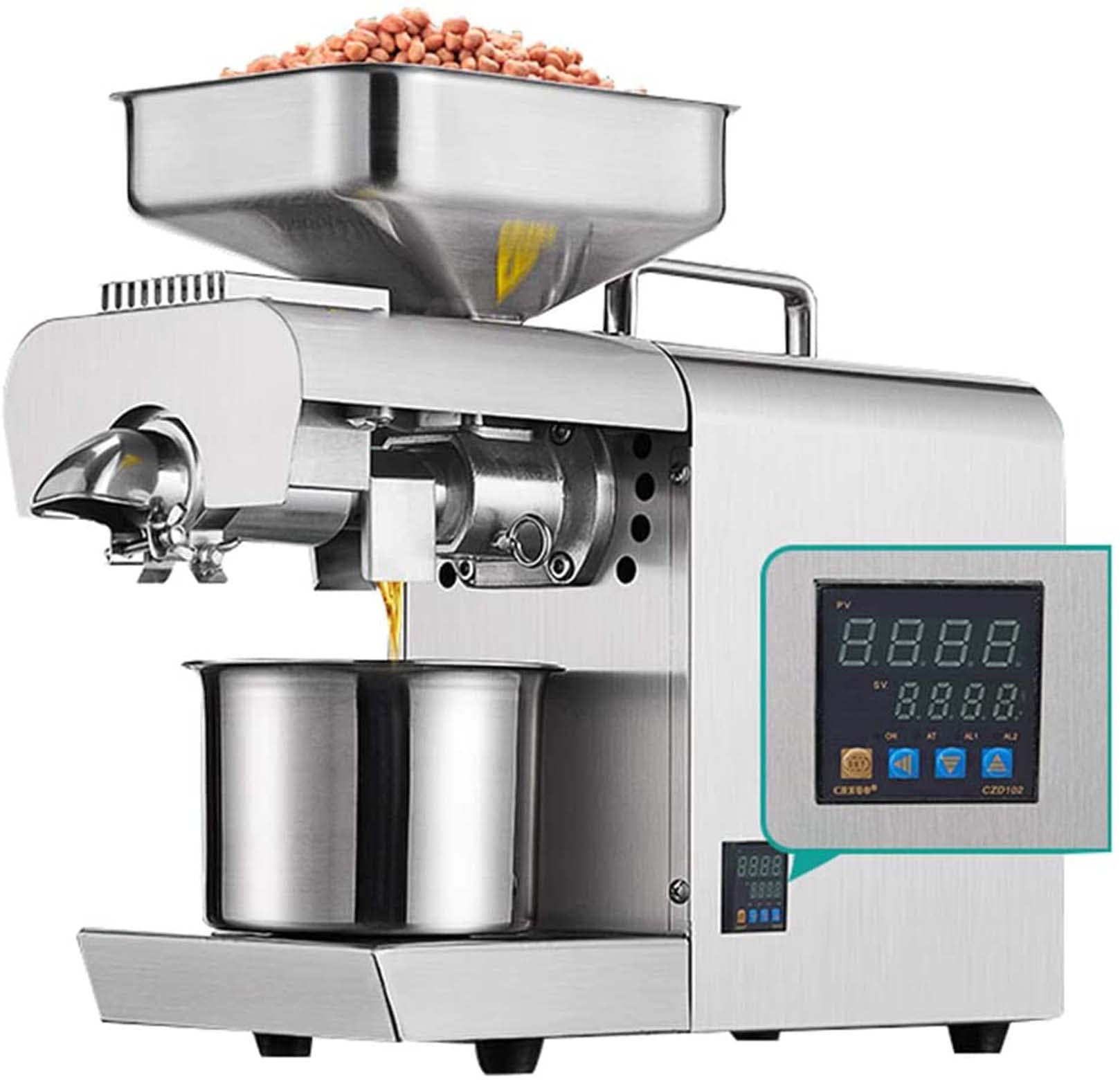 MYUYEE Automatic Oil Mill Electric Press Machine Household Stainless Steel Hot Press Extractor For Flax Sesame Sunflower Walnuts Seed Peanut