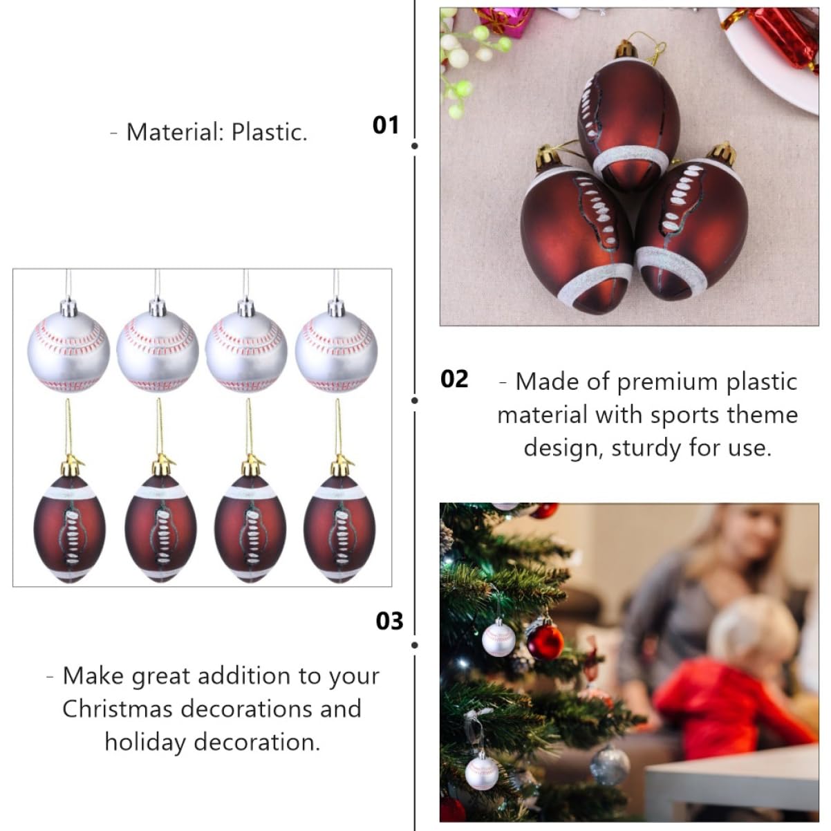 Abaodam 3ensembles Boules De Noël Suspendues Design Sportif pour Décoration De Sapin De Noël Et Fête