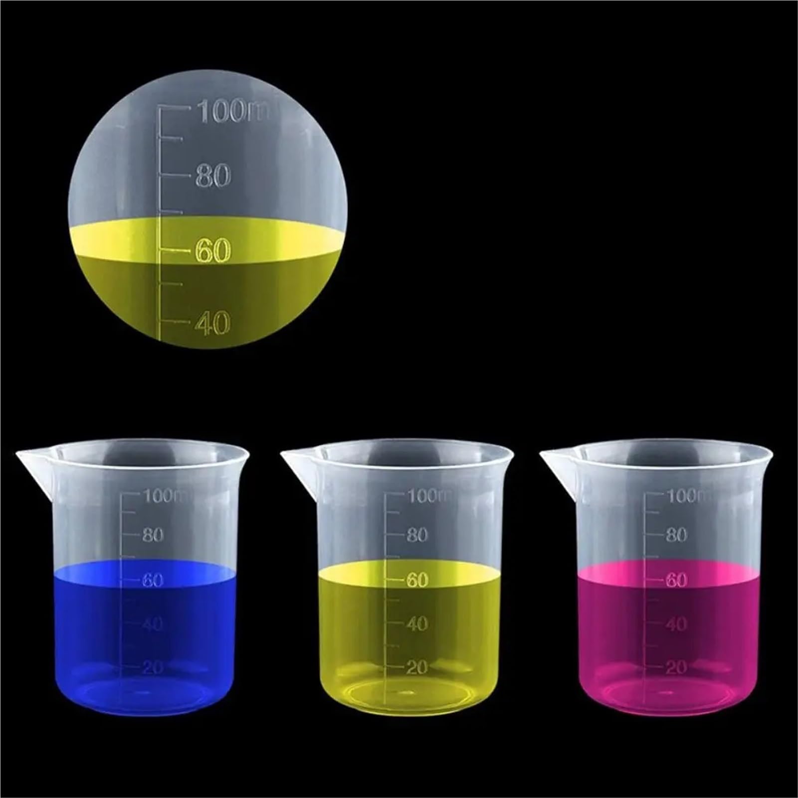 10 Pcs Lightweight Transparent Thickened For Kitchen Laboratory Test Plastic Beaker Graduated Cylinder Mixing Cups Measuring Cup Para Cocina Laboratorio(250ml)