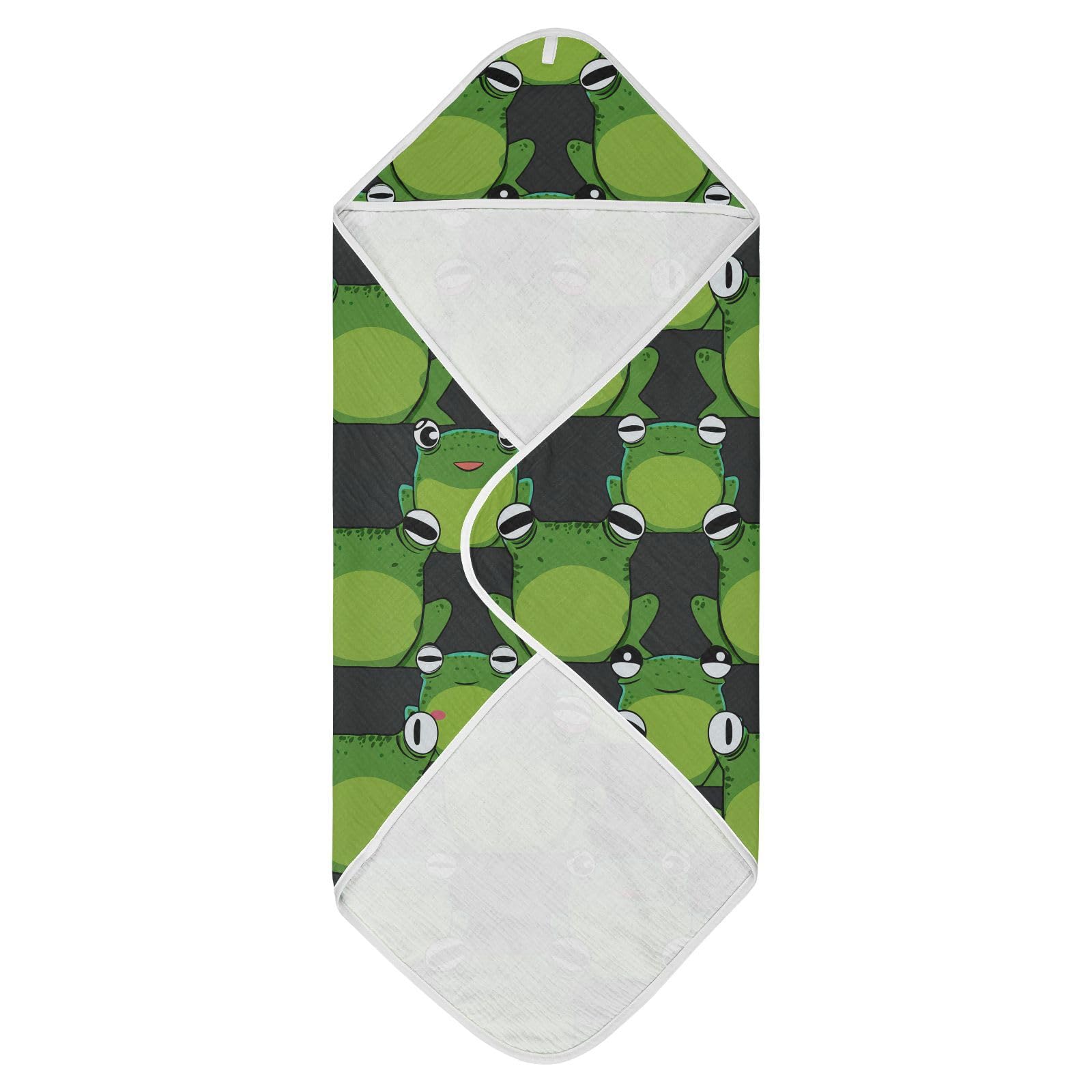 Msyxl Frogs Hooded Towel - Ultra Soft & Absorbent Muslin Cotton Bath Towel for Babies, Toddlers, Newborn - Boys & Girls Essential 35