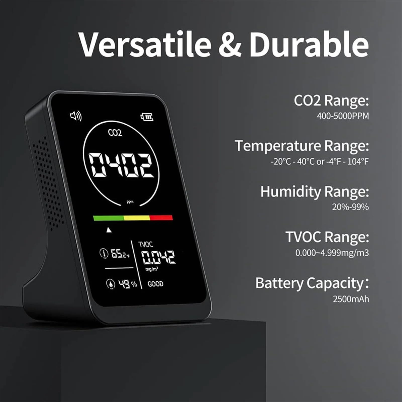 Rilevatore di qualità 'Aria 4 in 1, Tester di umidità e Temperatura CO2, Tester di qualità 'Aria