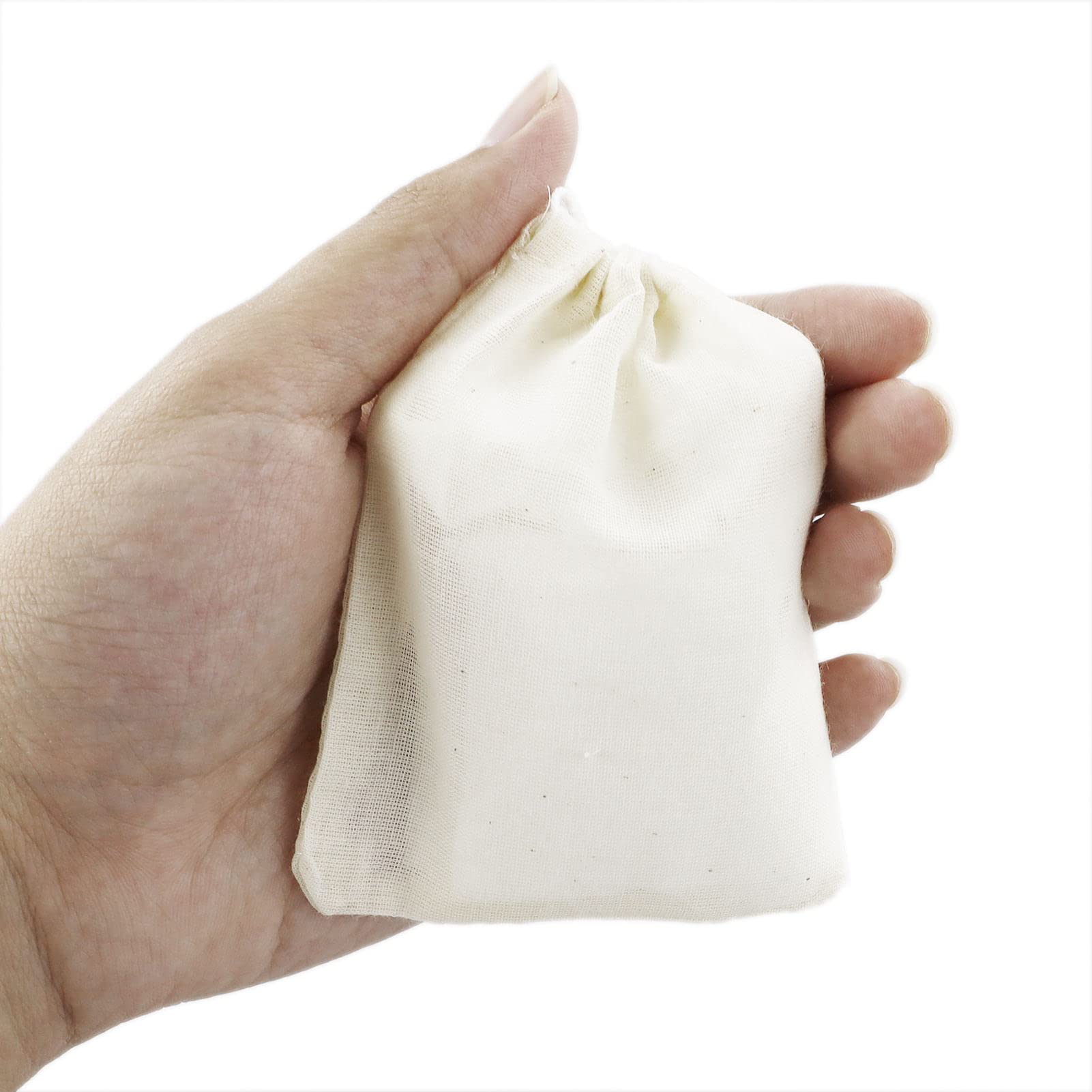 Sacs en mousseline de coton avec cordon de serrage 10 x 8 cm, lot de 50, réutilisables pour thé café épices