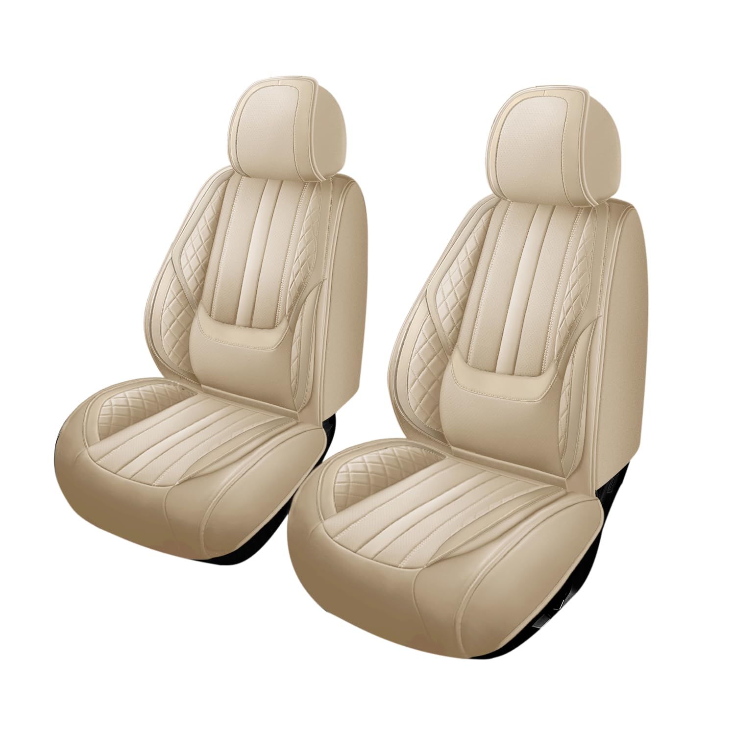 Fit LS430 Car Seat Covers for Lexus LS 430 2001-2006, Breathable Comfortable Nappa Leather Seat Covers Front Seat 2PCs, Anti-Slip Waterproof Automotive Seat Cover Protectors(Beige)