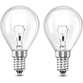 E14 G45 Oven Lamp Dimmable E14 Oven Lamp 300 Degree Heat Resistant 45 mm x 77 mm Warm White 2700K G45 Globe Clear Lamps for Oven Lava Lamp Pack of 2