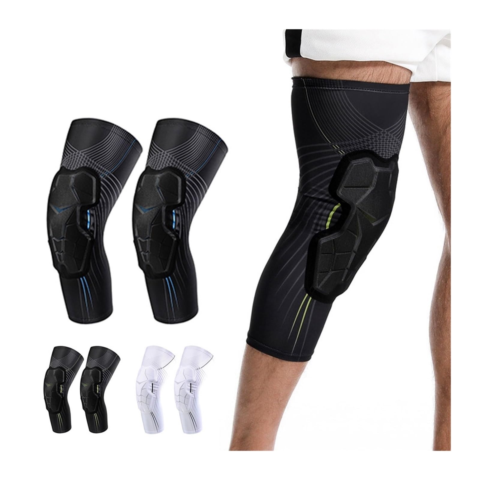 Ginocchiere Supporto for ginocchio antiurto Attrezzatura sportiva protettiva Ginocchiere for gambe da palestra Fasciatura traspirante Ginocchiera basket(2 PCS Black Blue,XXL)