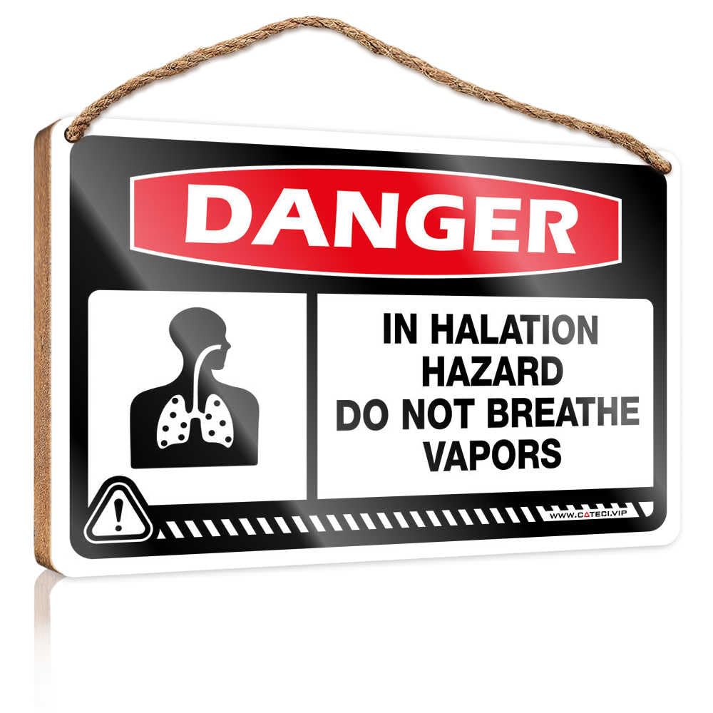 HMQW Funny Kitchen Decor Danger In Halation Hazard Do Not Breathe Vapors Wooden Sign Small Signs For Home Decor Farmhouse Wall Decor Si(23X35CM)