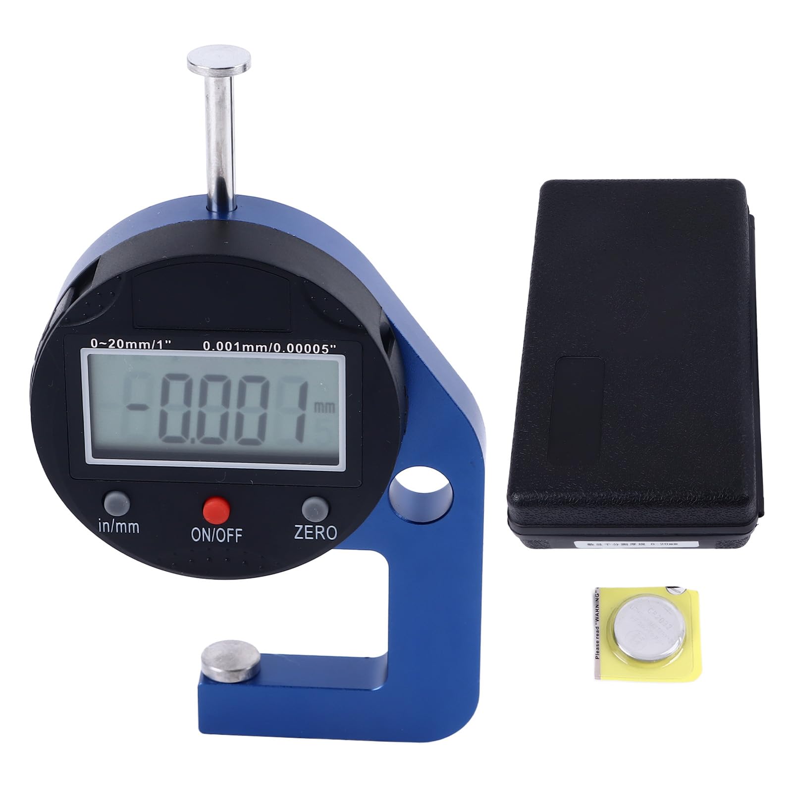 Medidor de espesor digital de 0 a 20 mm, herramienta de medición de alta precisión con resolución de 0,001 mm, medidor de espesor de aleación de aluminio para procesamiento