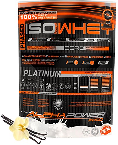 ALPHAPOWER FOOD CFM Whey Isolate Protein Pulver I Eiweißpulver, Eiweiss Shake 1kg Vanille I IsoWhey