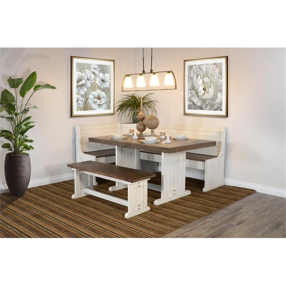 Sunny Designs Solid Wood Breakfast Nook Set (Marble White and Buck Skin)