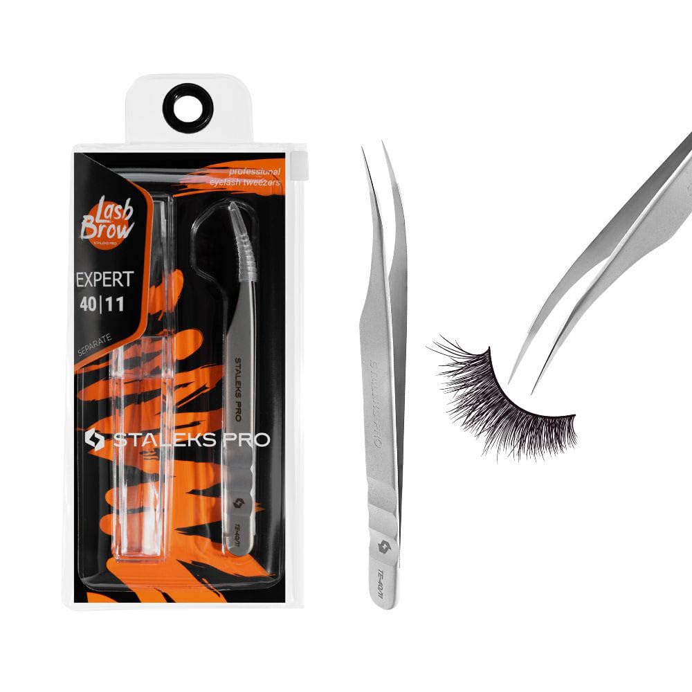 STALEKS PRO Professional False Eyelash Extension Tweezers Stainless Steel Expert 40/11