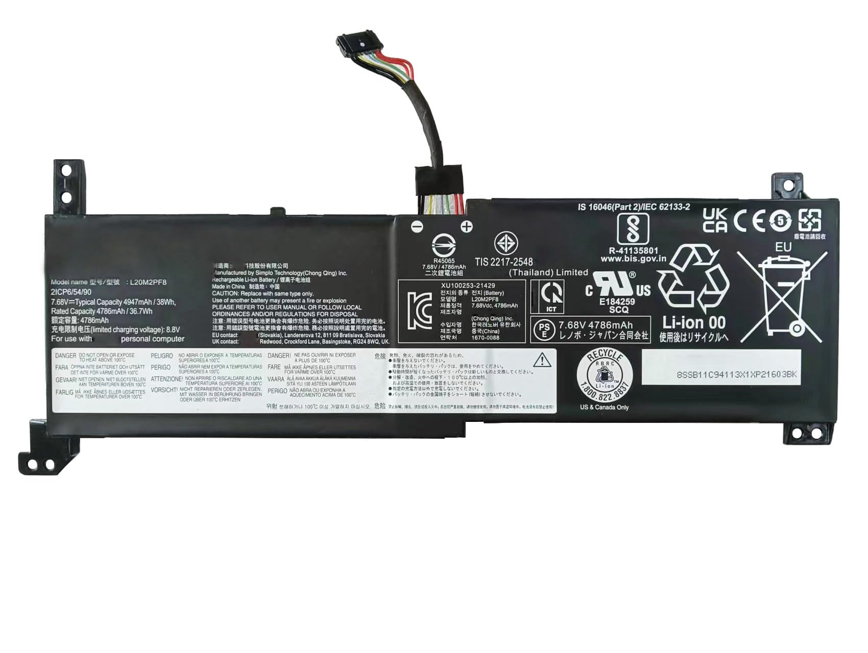 【CPC-L24】フラオ Amazon.com: FCZFCZ L20M2PF8 Battery 38Wh 4947mAh Replacement for