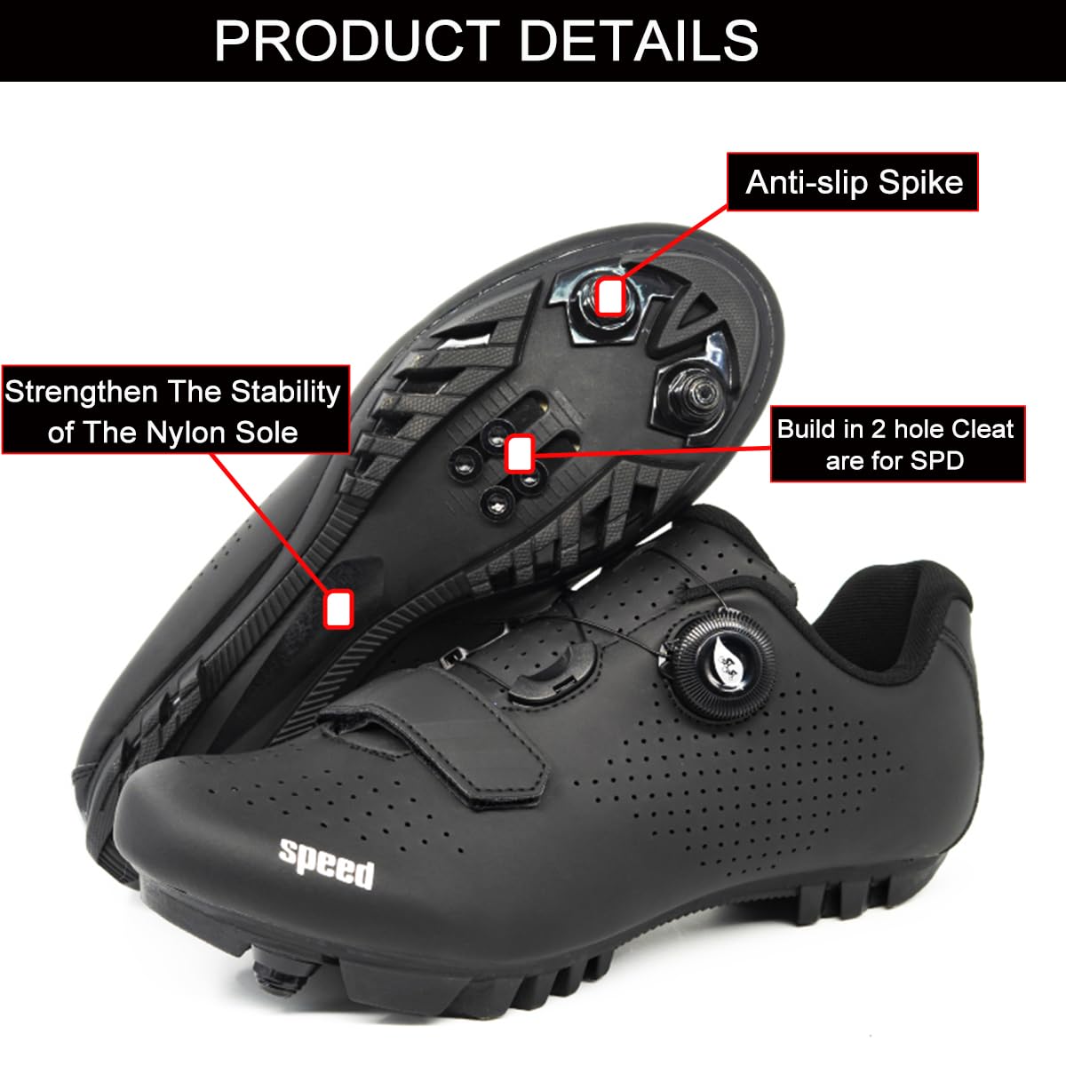 Hixingo Zapatilla de Ciclismo Hombre, Zapatos Bicicleta de Montaña Exterior MTB Compatibles con SPD Lock System, Zapatillas de Ciclismo Unisex Adulto Respirables
